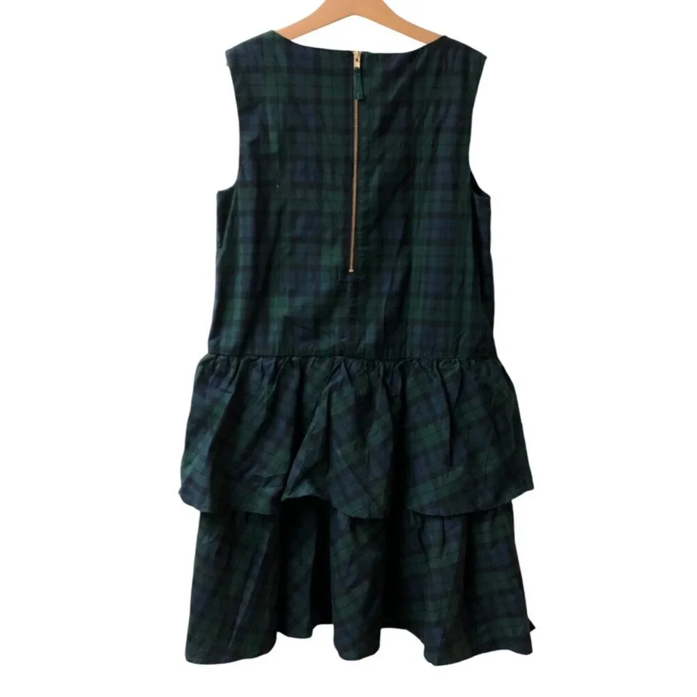 Crewcuts Girls' Poplin Blue Green Plaid Dress